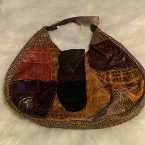 Custom made leather bag with cow handle